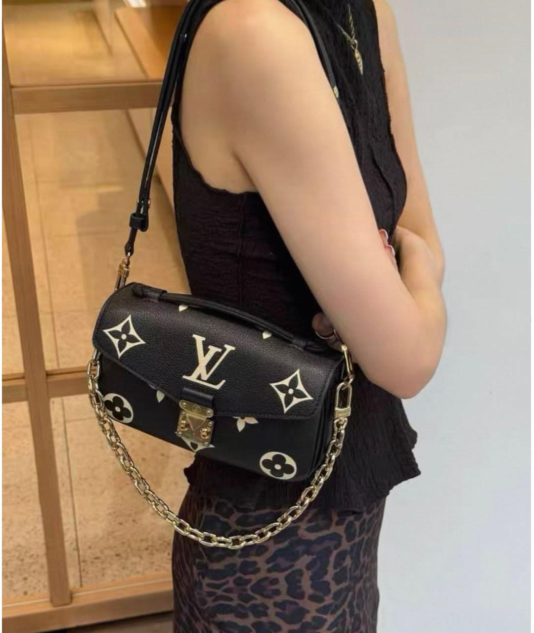 LOUIS VUITTON Черная кожаная сумка через плечо, фото 6