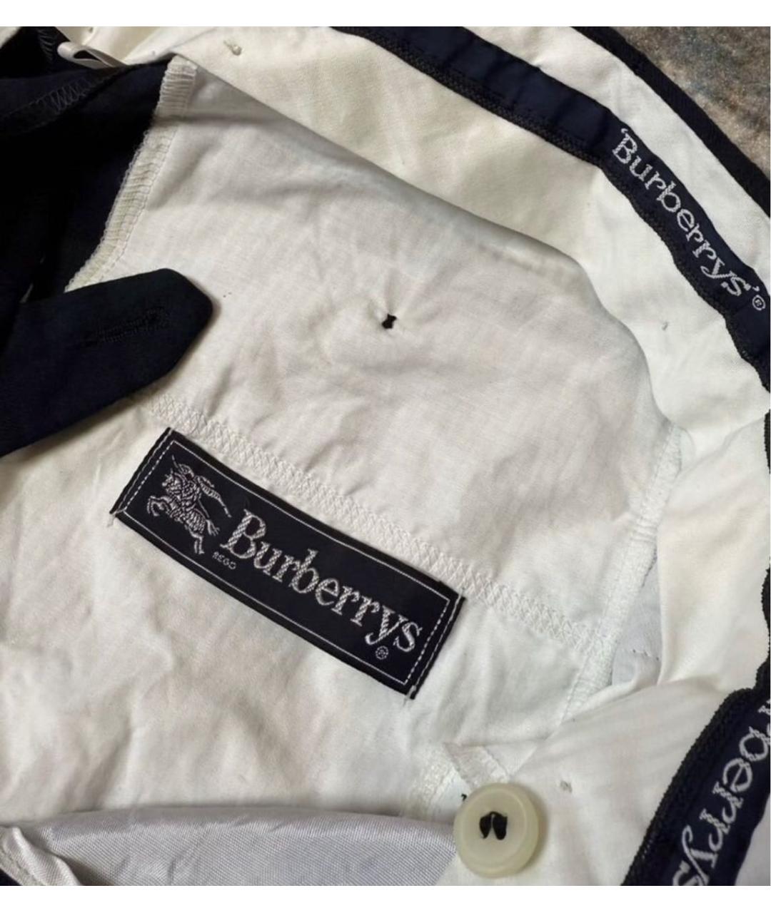 BURBERRY Темно-синие шерстяные классические брюки, фото 5