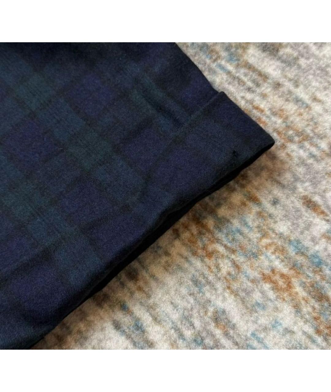 BURBERRY Темно-синие шерстяные классические брюки, фото 8