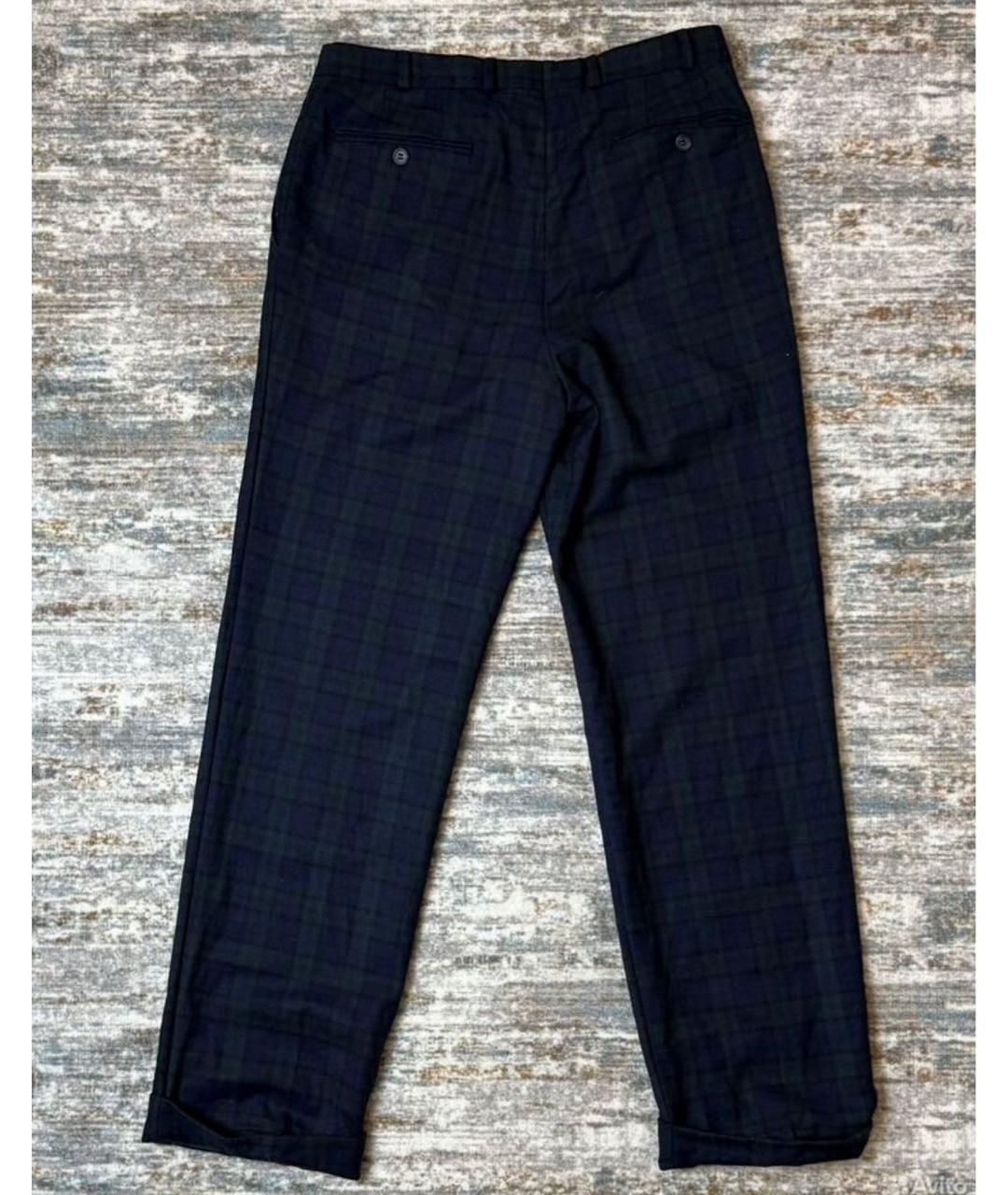 BURBERRY Темно-синие шерстяные классические брюки, фото 3