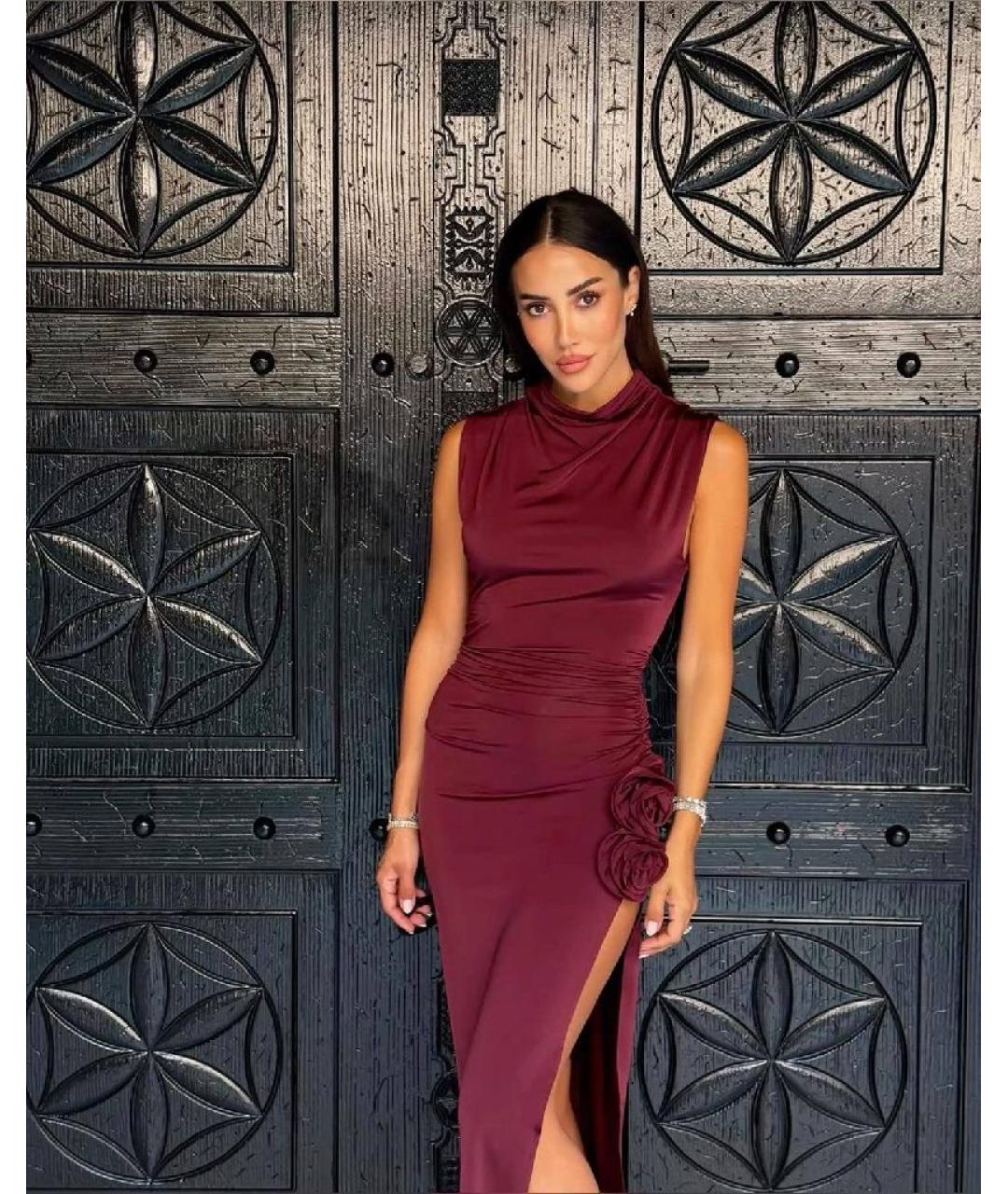 MAGDA BUTRYM Бордовое вискозное вечернее платье, фото 8