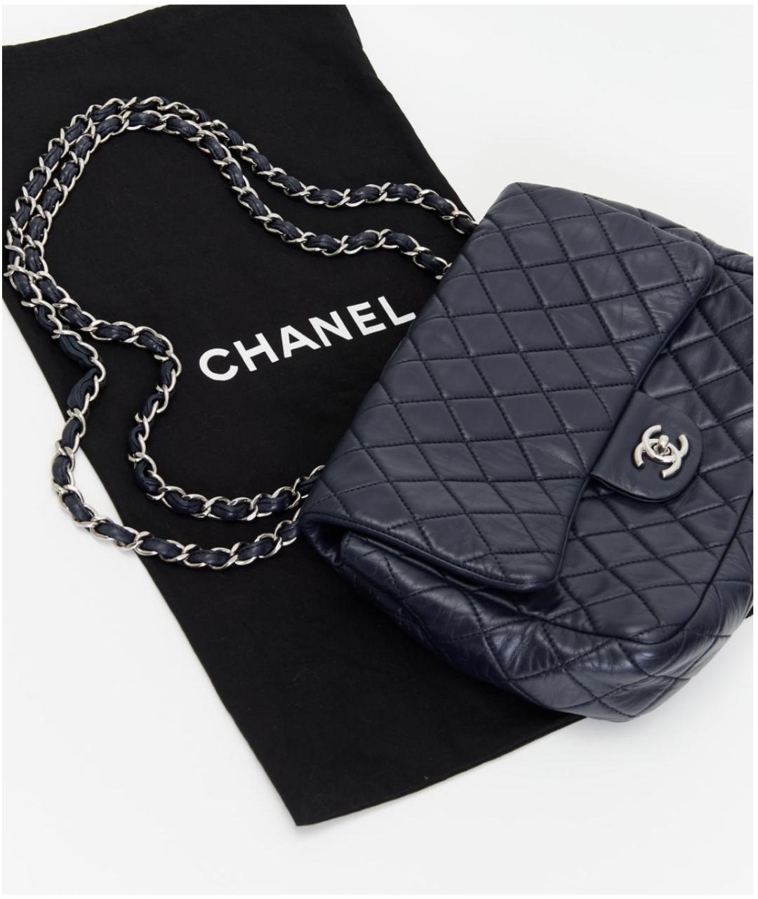 CHANEL Темно-синяя кожаная сумка через плечо, фото 5