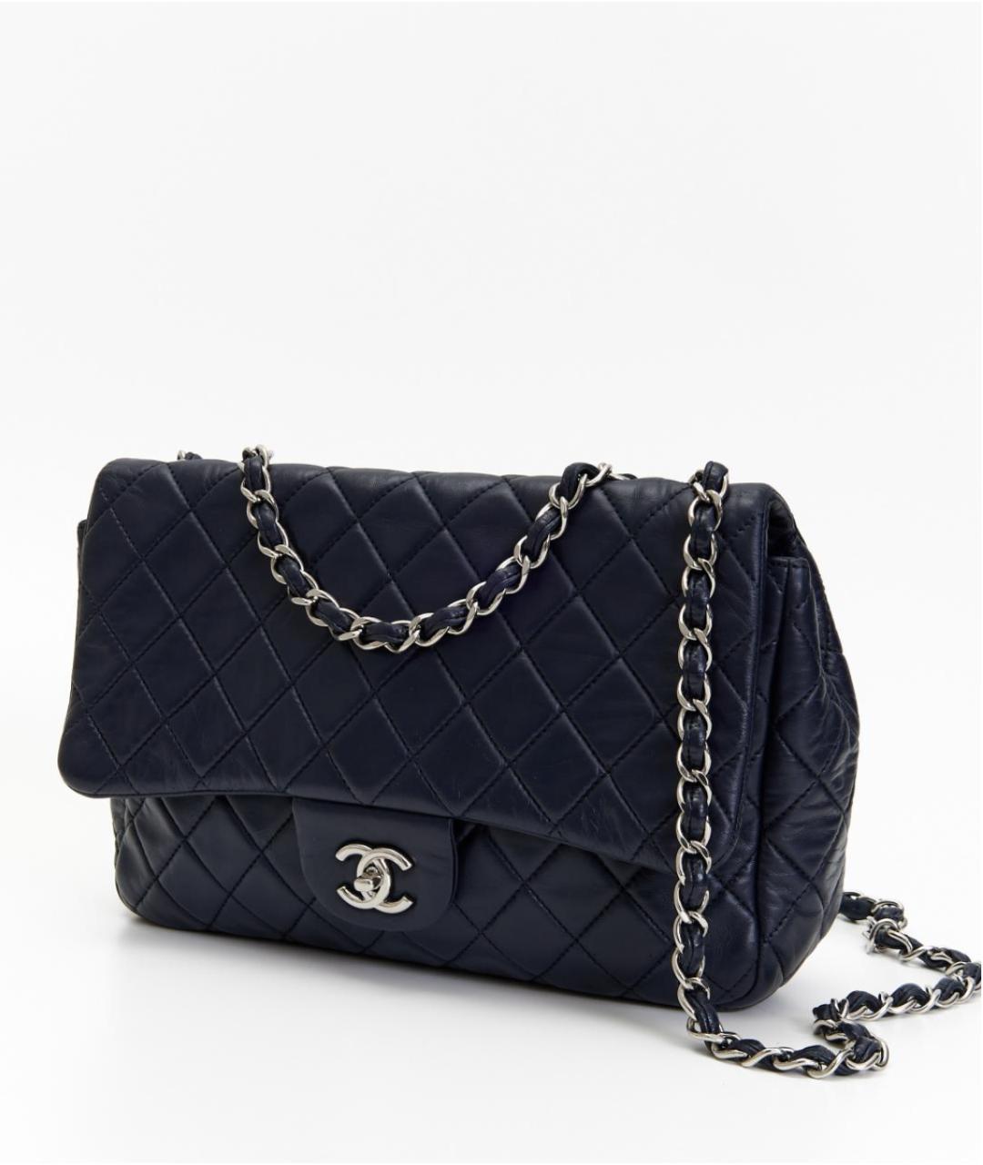 CHANEL Темно-синяя кожаная сумка через плечо, фото 4