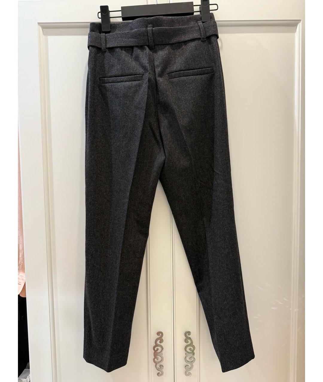 BRUNELLO CUCINELLI Антрацитовые шерстяные прямые брюки, фото 2