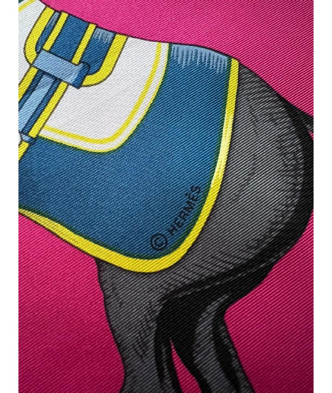 HERMES Коралловый шелковый платок, фото 4