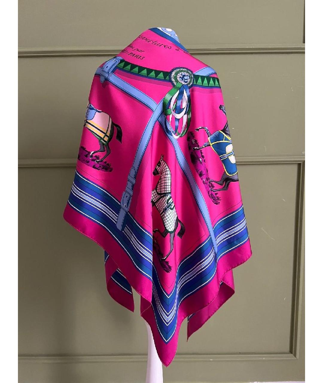 HERMES Коралловый шелковый платок, фото 2