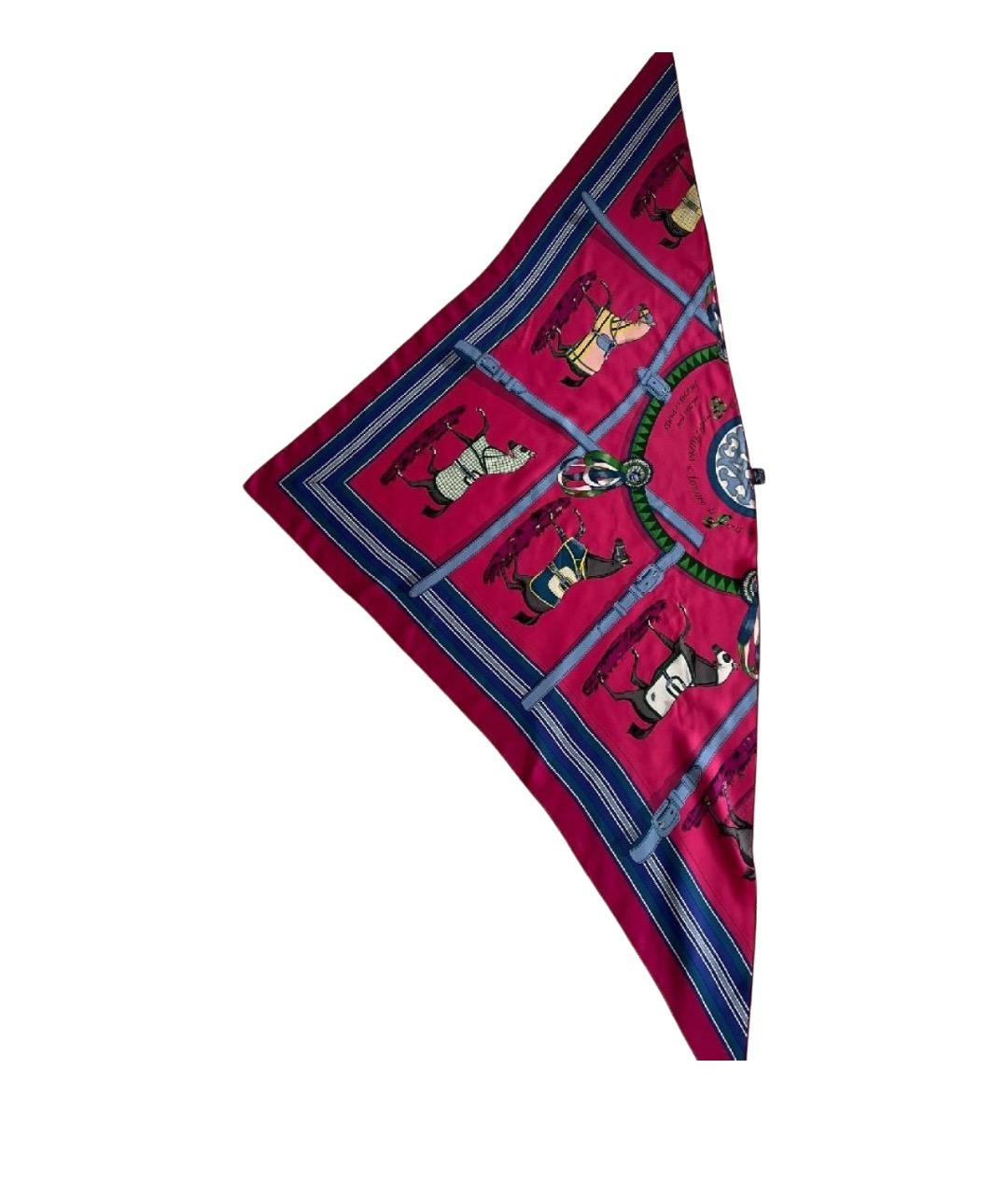 HERMES Коралловый шелковый платок, фото 1