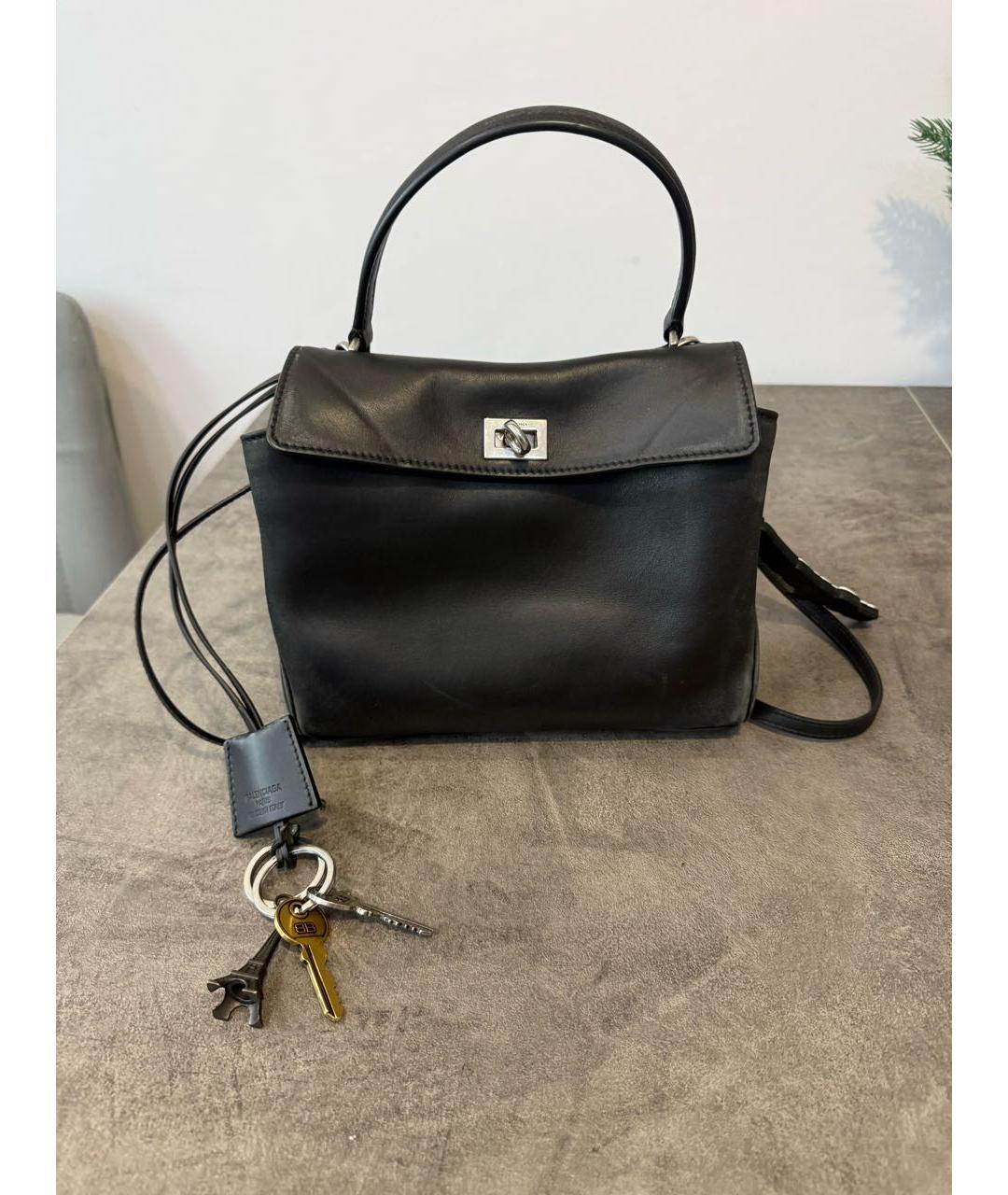 BALENCIAGA Черная кожаная сумка через плечо, фото 9