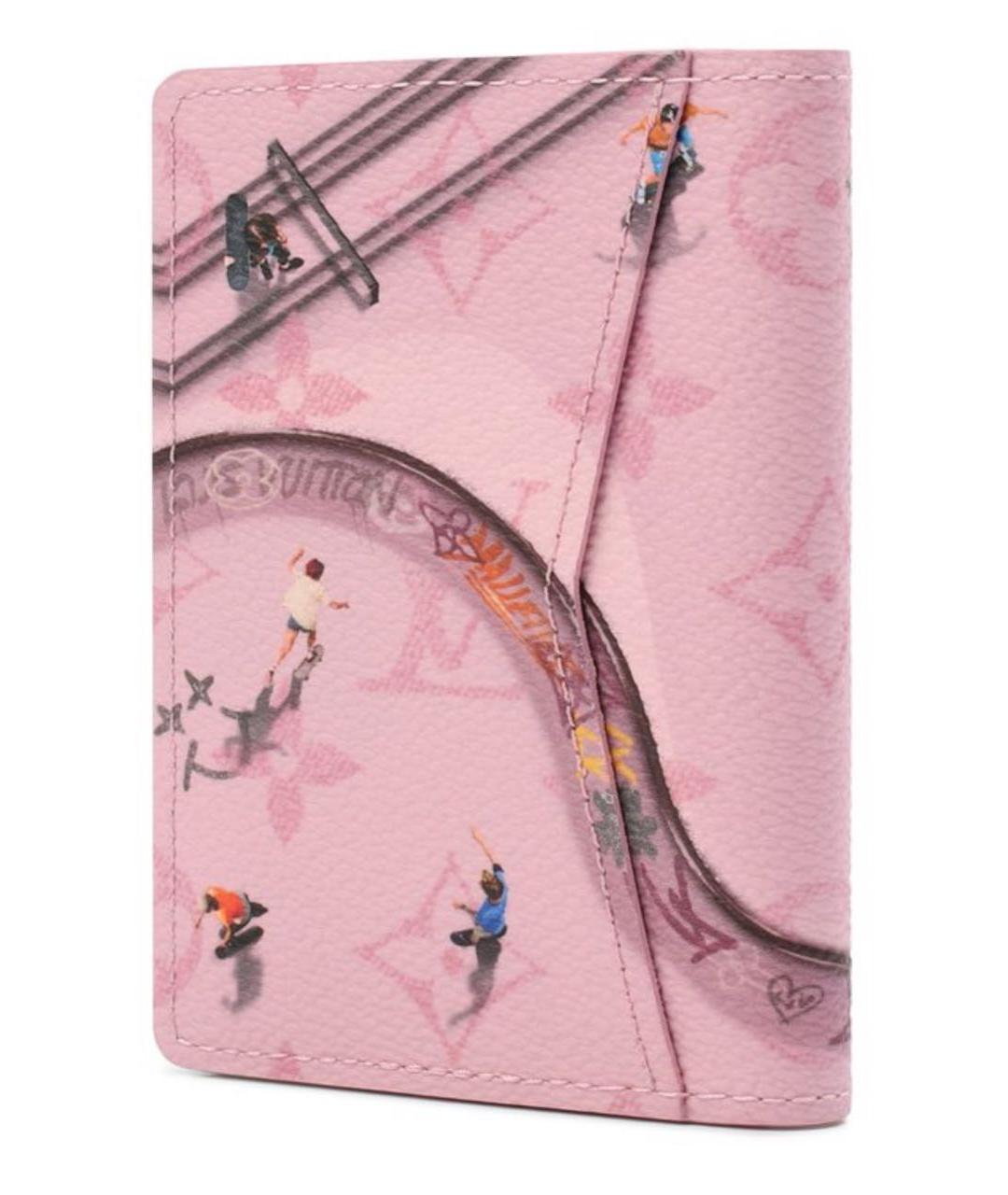 LOUIS VUITTON Розовый кожаный кошелек, фото 2