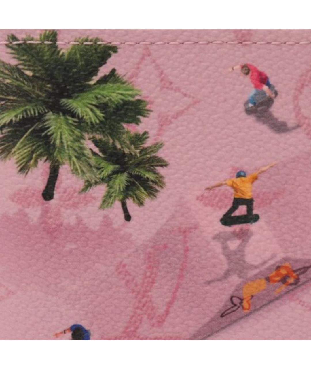 LOUIS VUITTON Розовый кожаный кошелек, фото 4