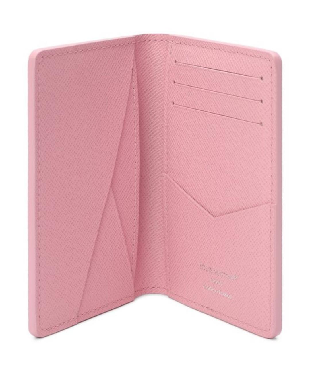 LOUIS VUITTON Розовый кожаный кошелек, фото 3