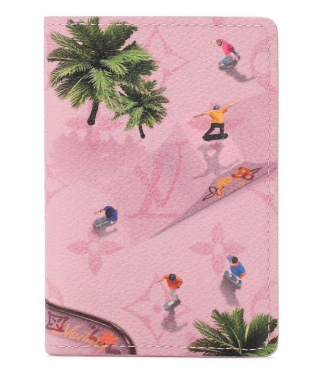 LOUIS VUITTON Розовый кожаный кошелек, фото 6