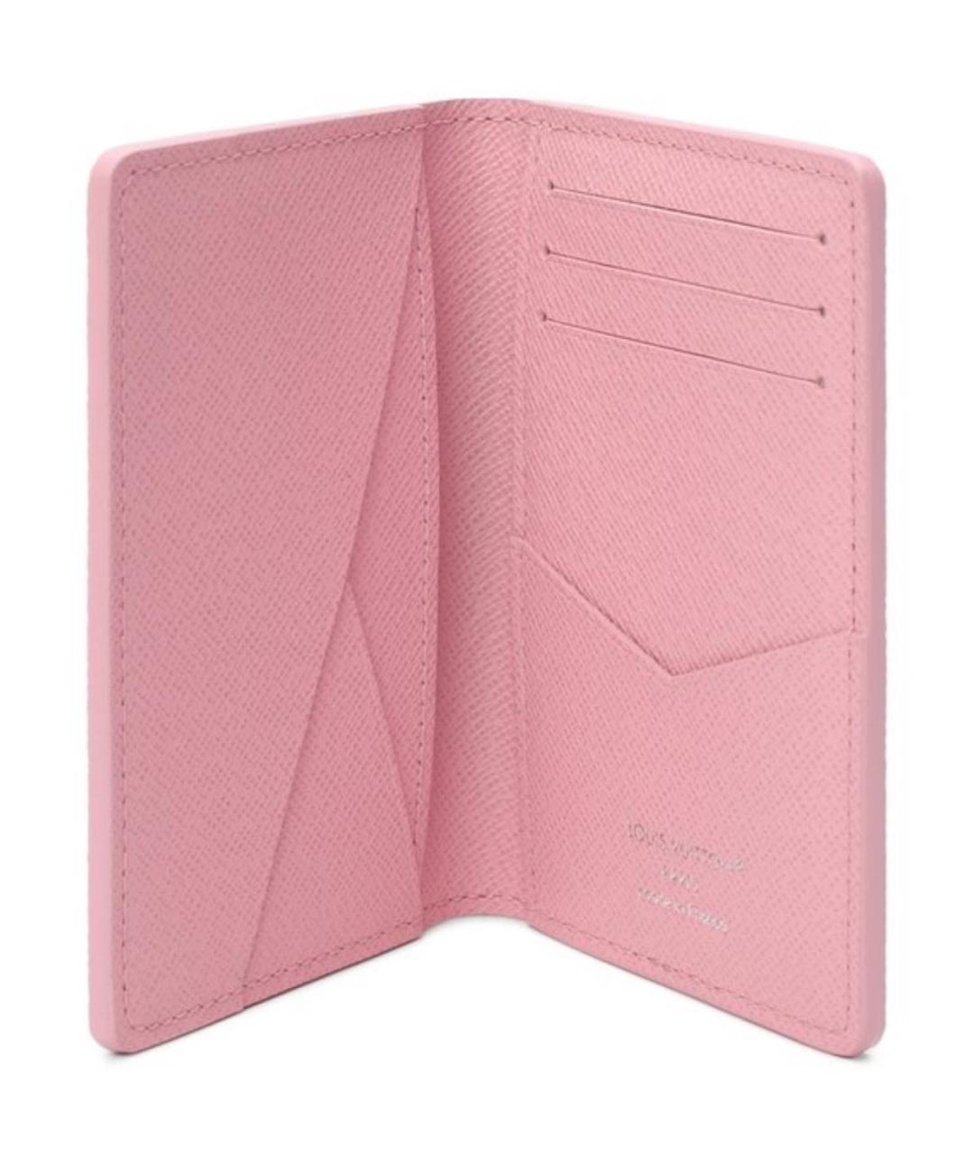 LOUIS VUITTON Розовый кожаный кошелек, фото 3