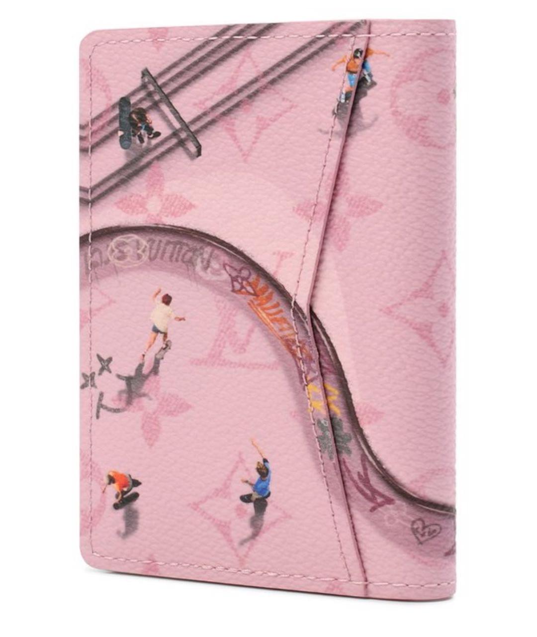 LOUIS VUITTON Розовый кожаный кошелек, фото 2