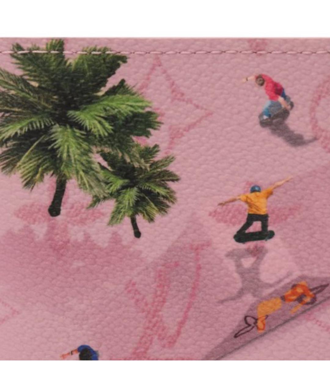 LOUIS VUITTON Розовый кожаный кошелек, фото 4