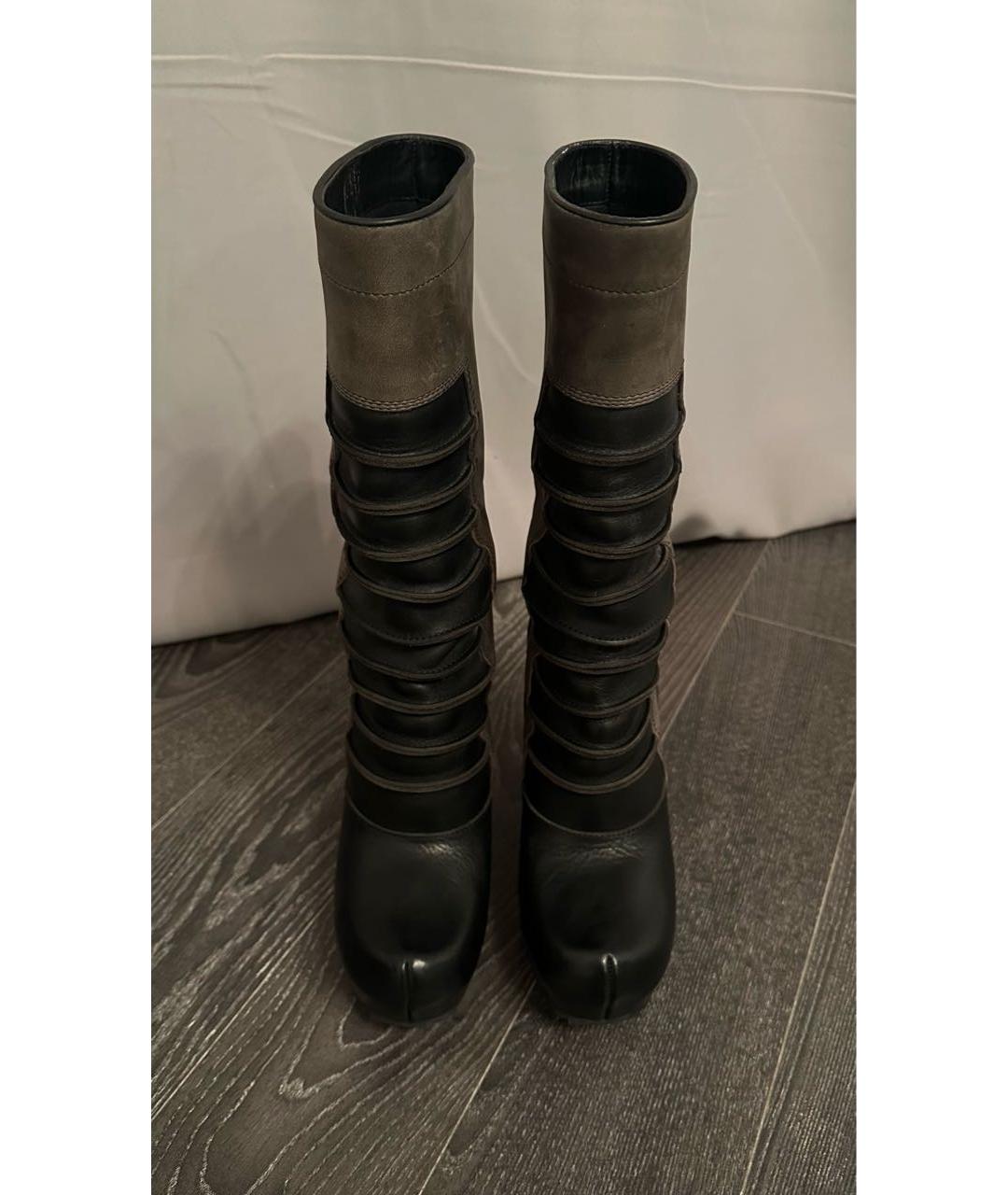 RICK OWENS Черные кожаные сапоги, фото 4