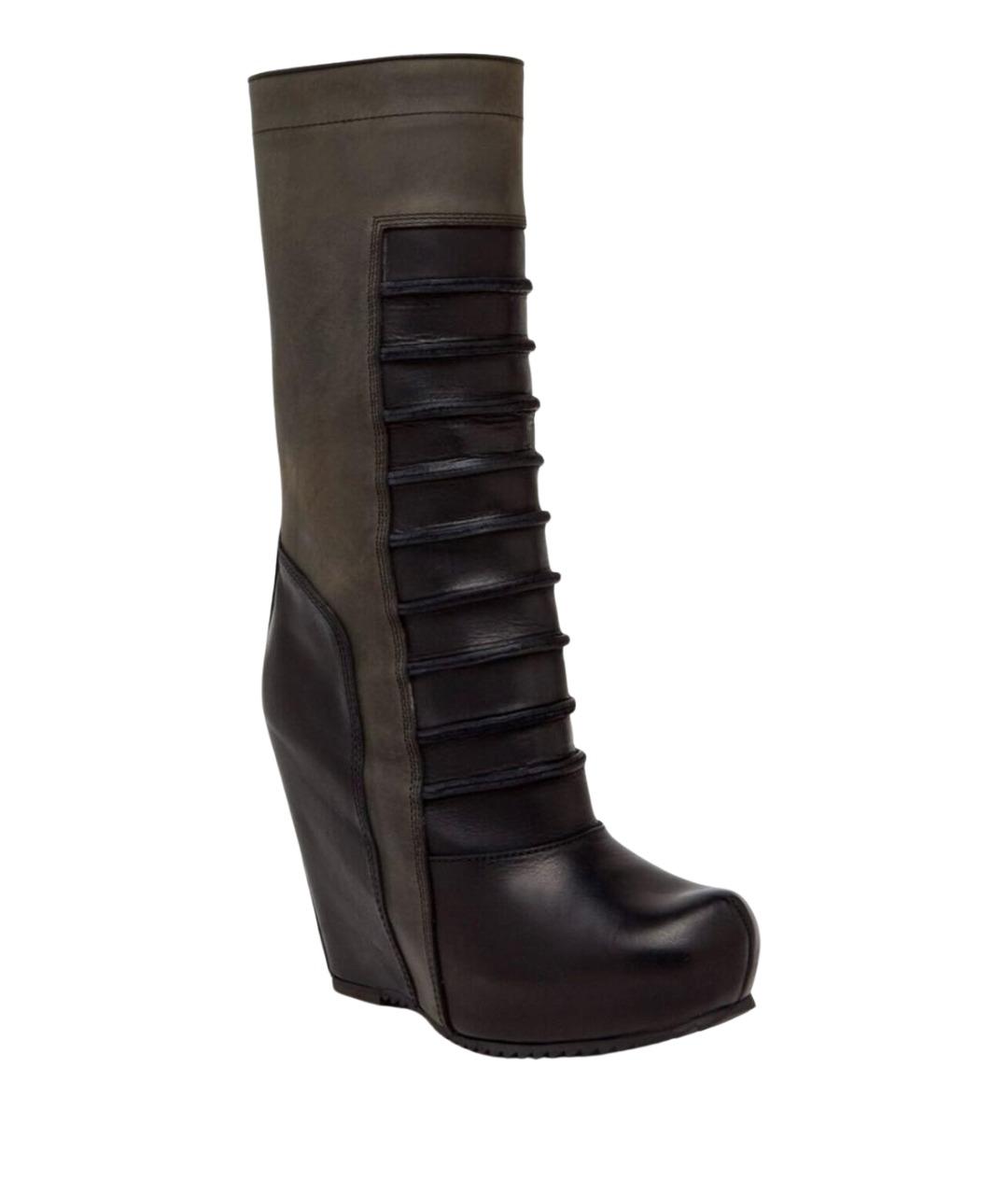 RICK OWENS Черные кожаные сапоги, фото 1