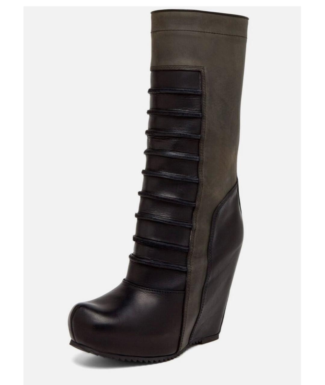 RICK OWENS Черные кожаные сапоги, фото 8