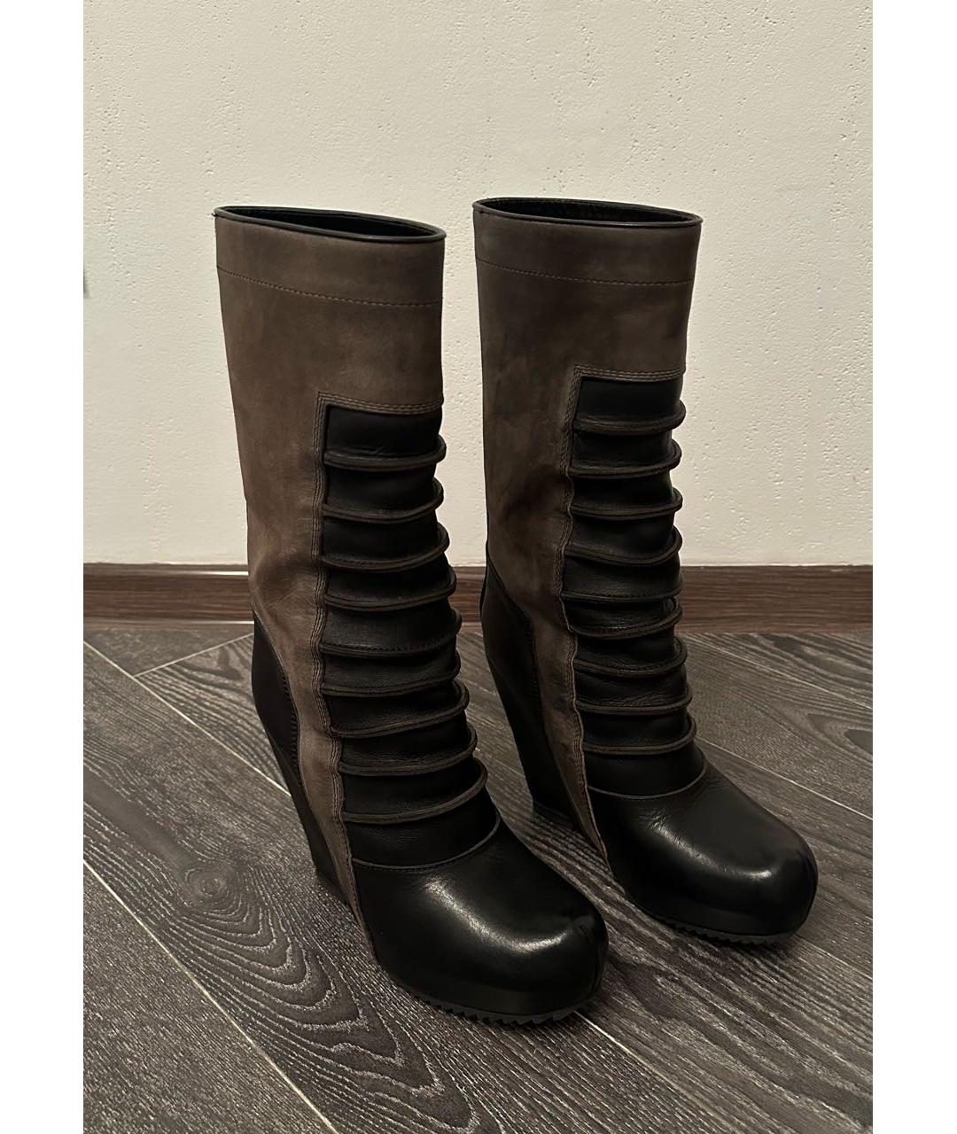 RICK OWENS Черные кожаные сапоги, фото 2