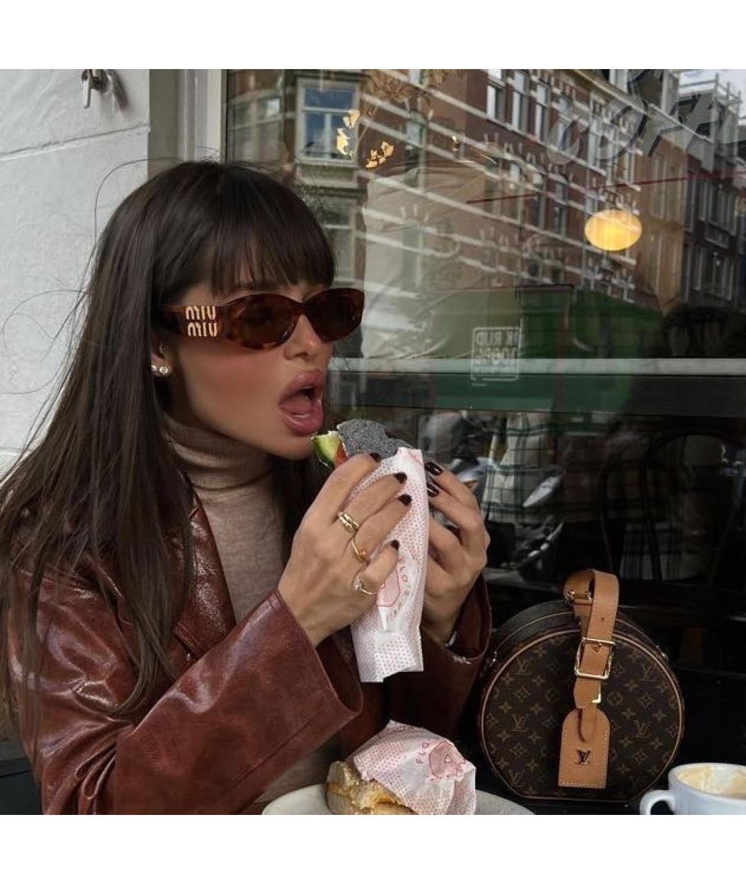 MIU MIU Коричневые пластиковые солнцезащитные очки, фото 4