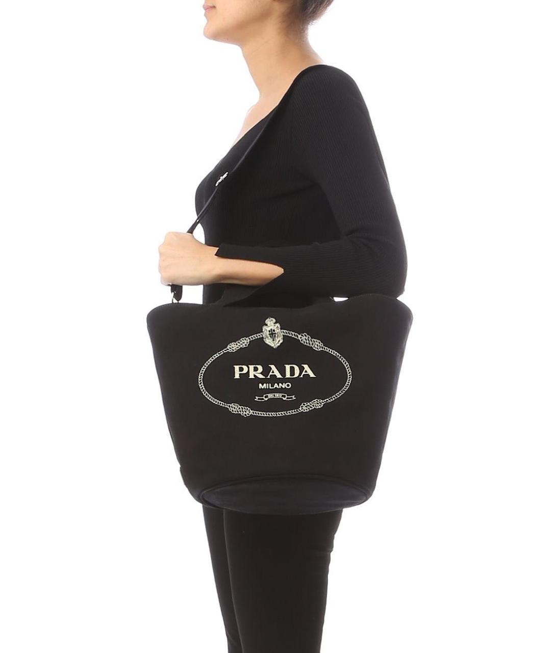 PRADA Черная тканевая сумка тоут, фото 4