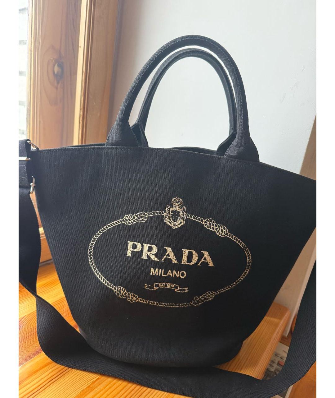 PRADA Черная тканевая сумка тоут, фото 7