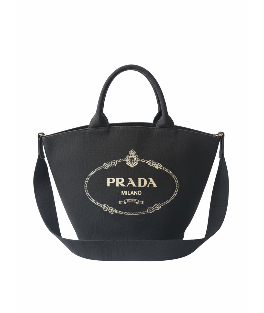 PRADA Черная тканевая сумка тоут, фото 1