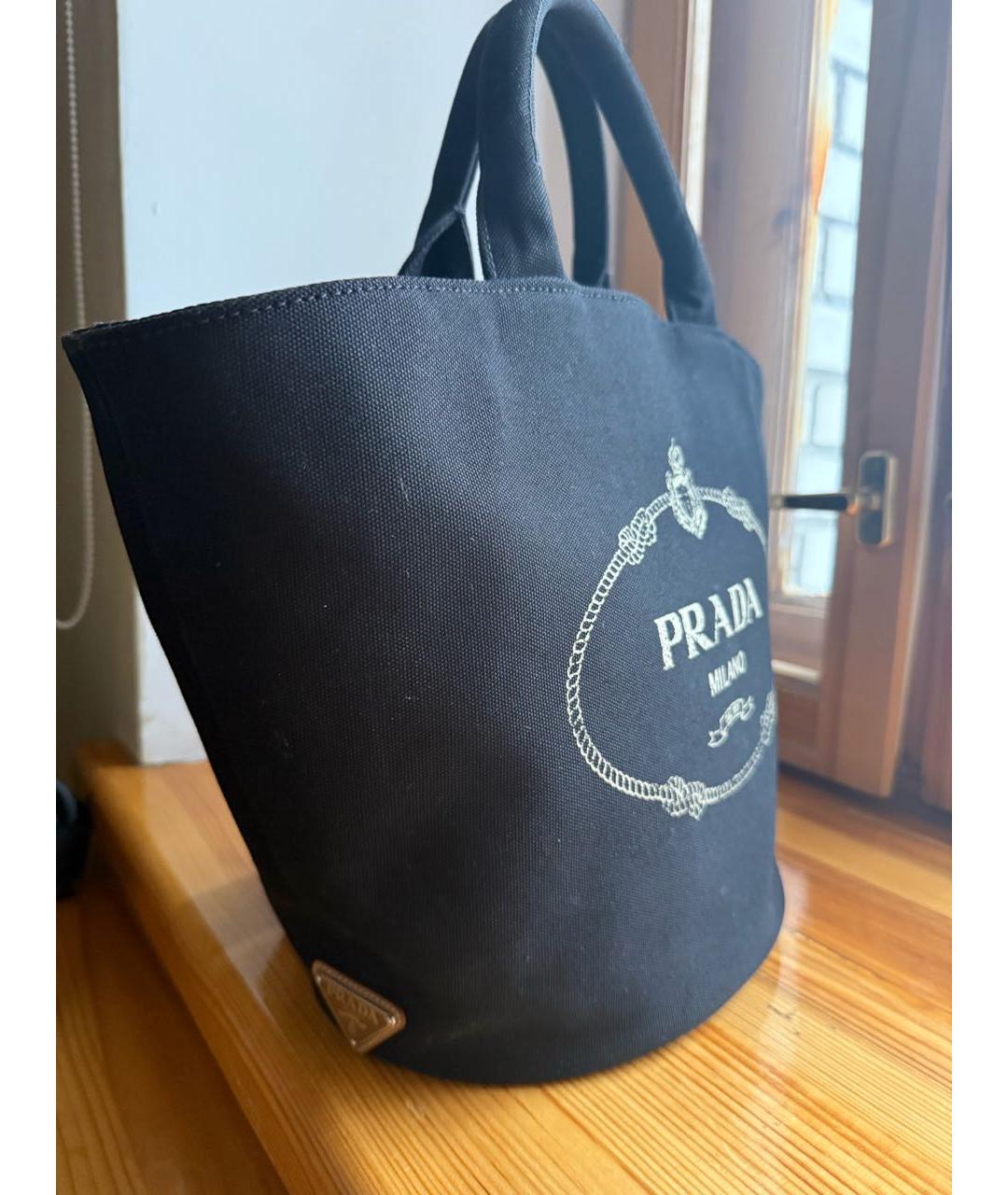 PRADA Черная тканевая сумка тоут, фото 3