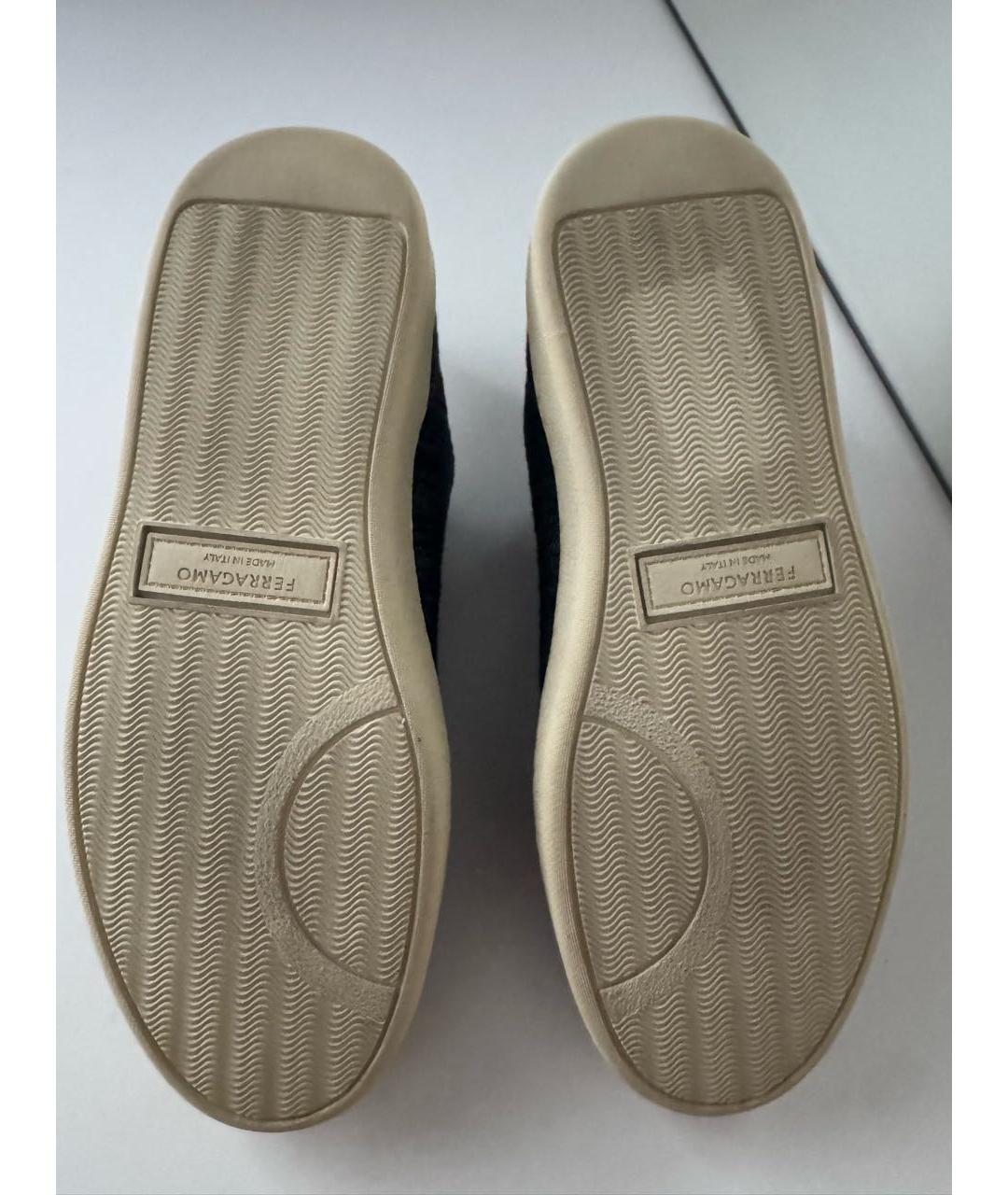 FERRAGAMO Темно-синие текстильные кроссовки, фото 7