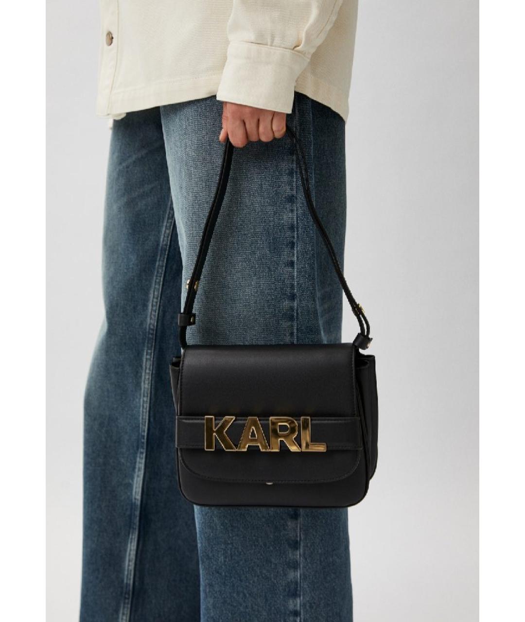 KARL LAGERFELD Черная кожаная сумка через плечо, фото 5