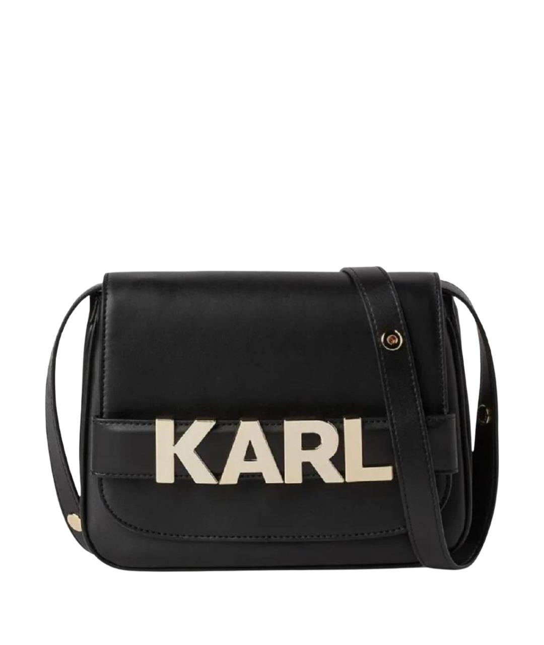 KARL LAGERFELD Черная кожаная сумка через плечо, фото 1
