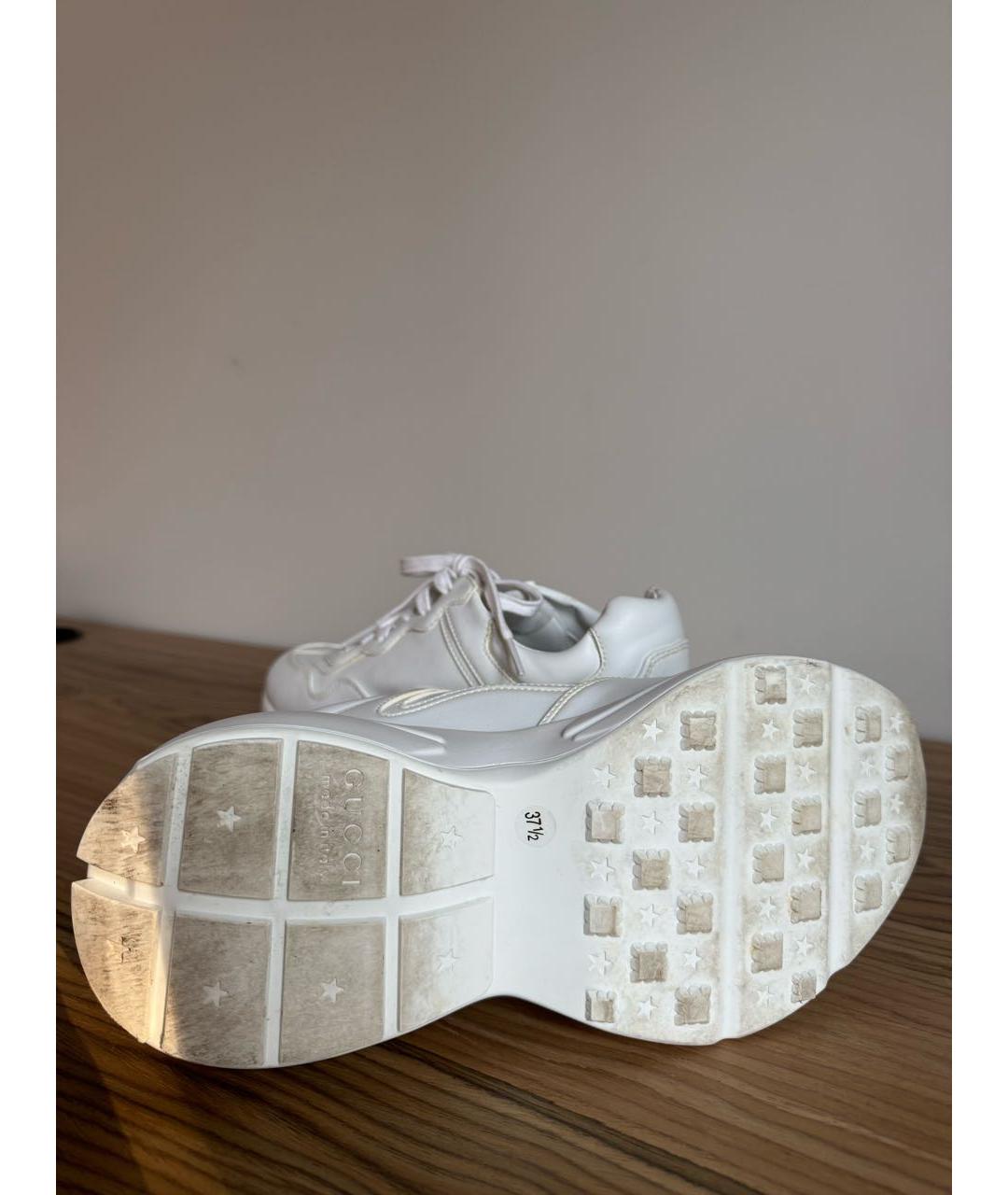 GUCCI Белые кожаные кроссовки, фото 4