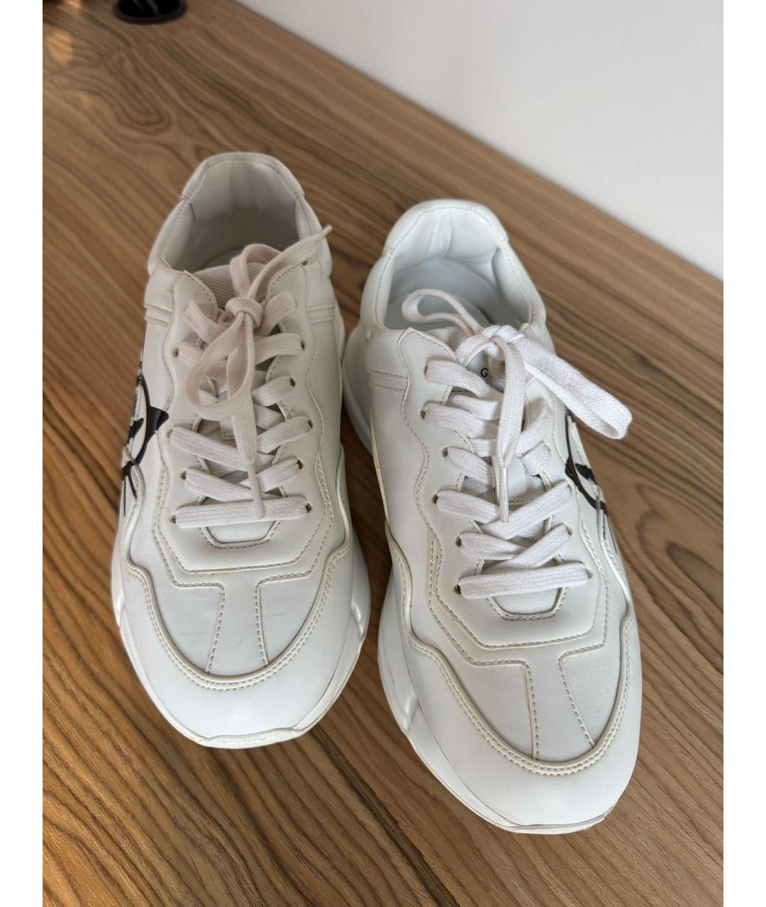 GUCCI Белые кожаные кроссовки, фото 5