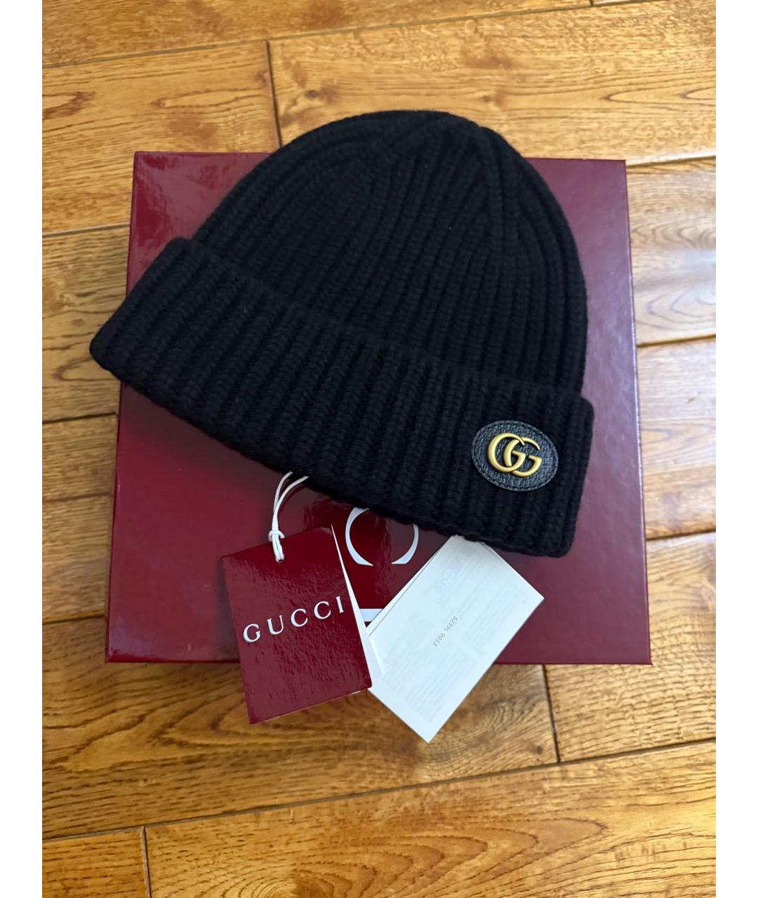 GUCCI Черный шерстяной шарф, фото 2