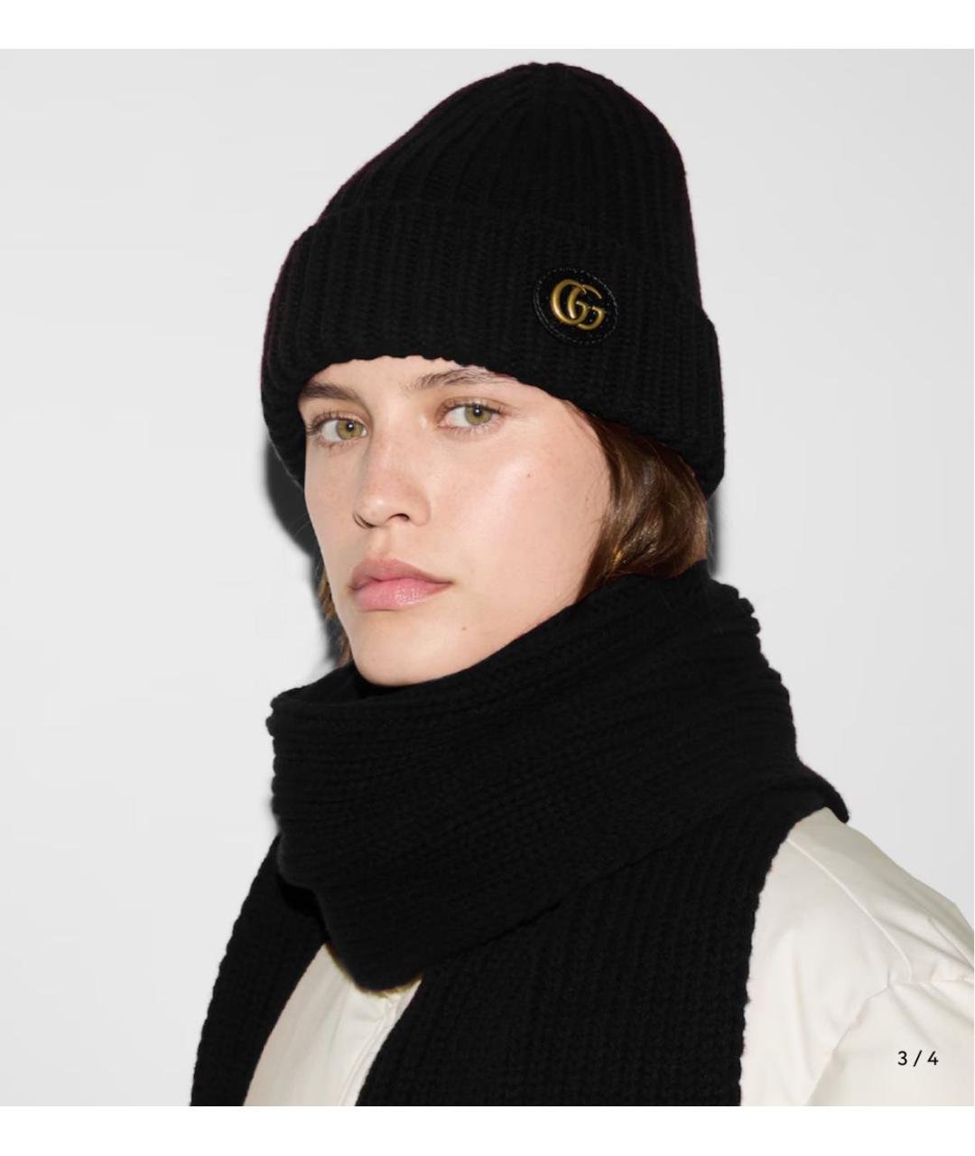 GUCCI Черный шерстяной шарф, фото 6