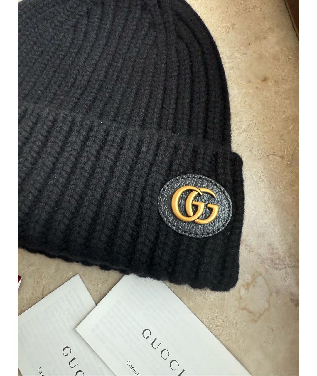 GUCCI Черный шерстяной шарф, фото 8