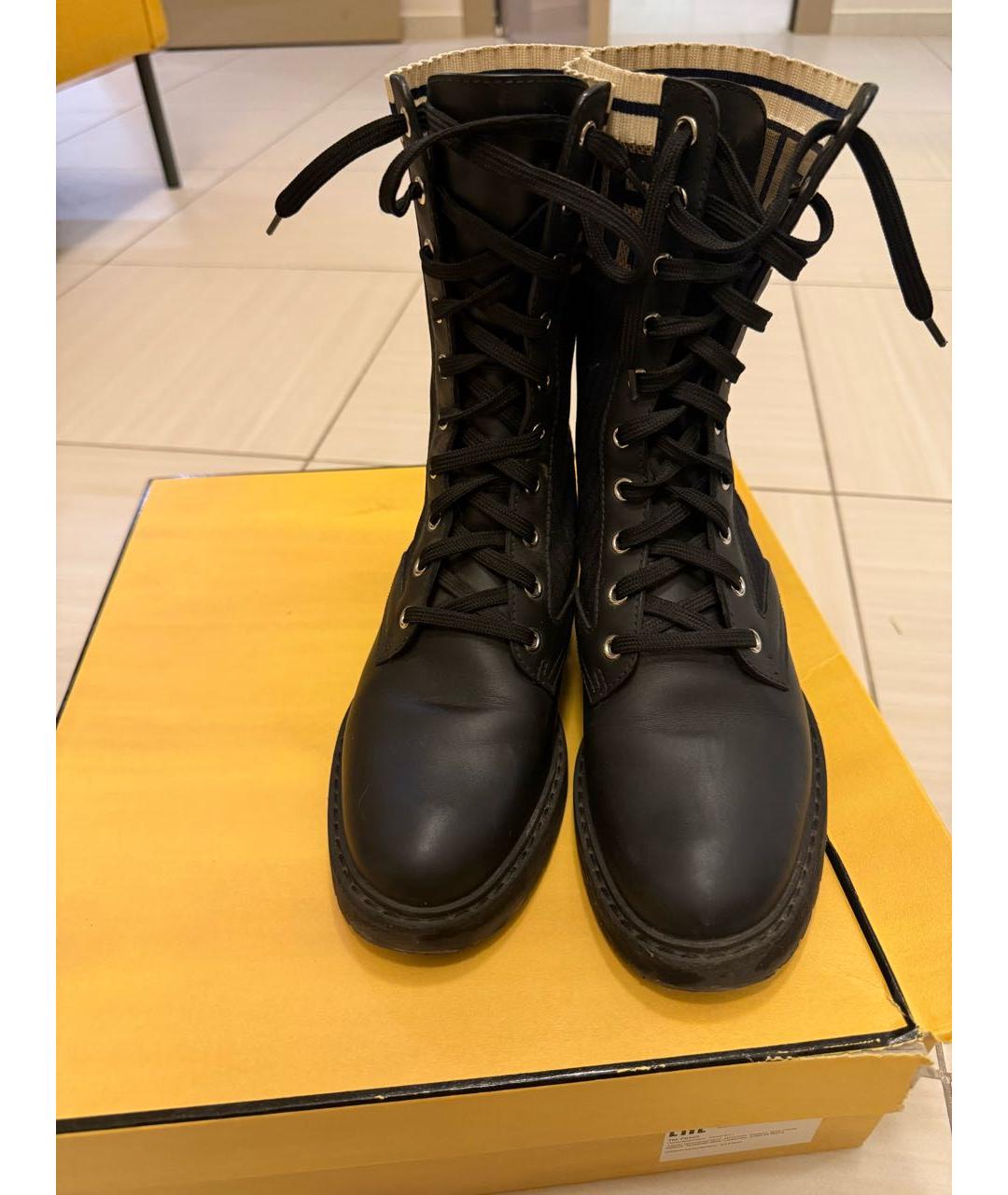 FENDI Черные кожаные ботинки, фото 3