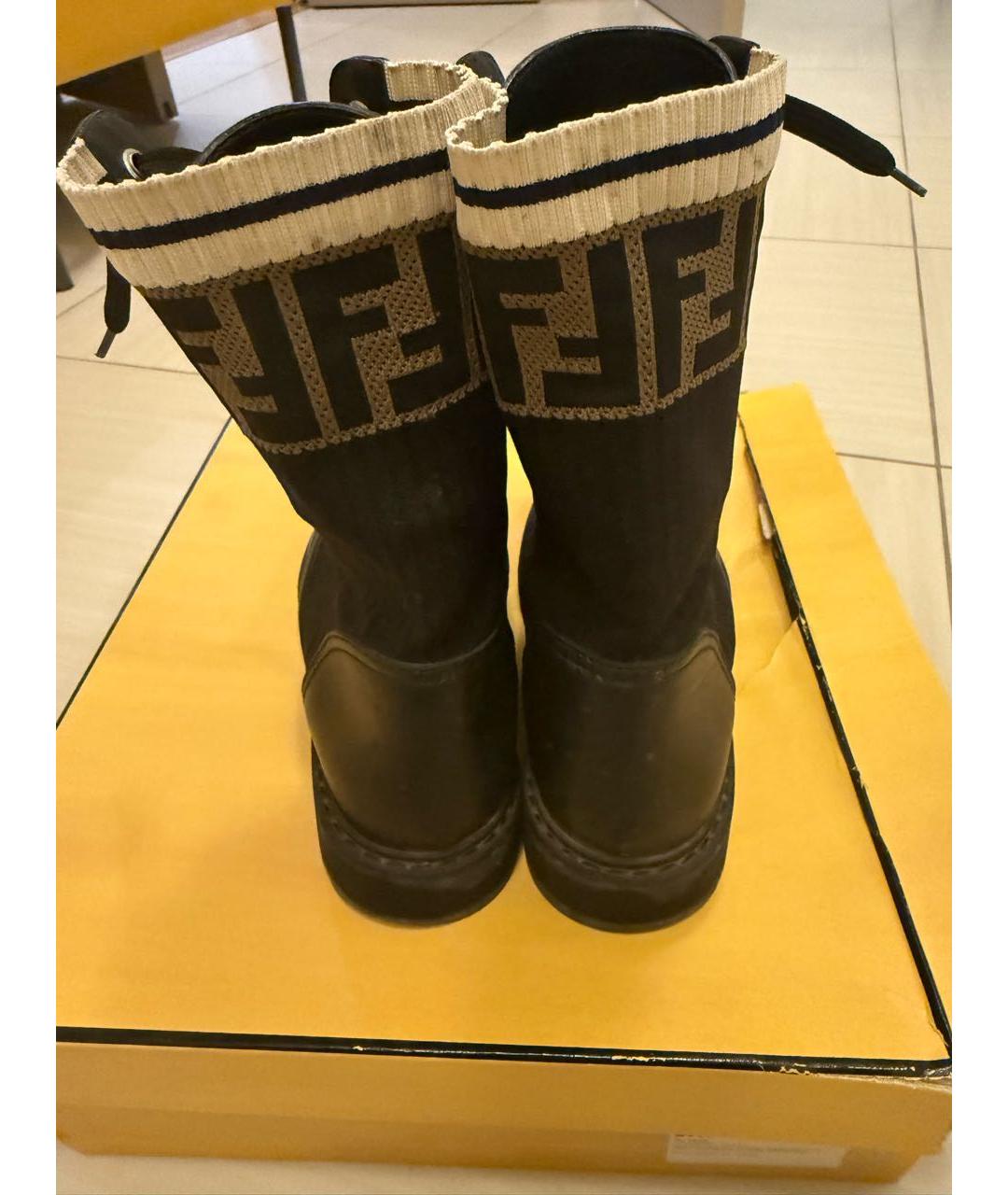 FENDI Черные кожаные ботинки, фото 4