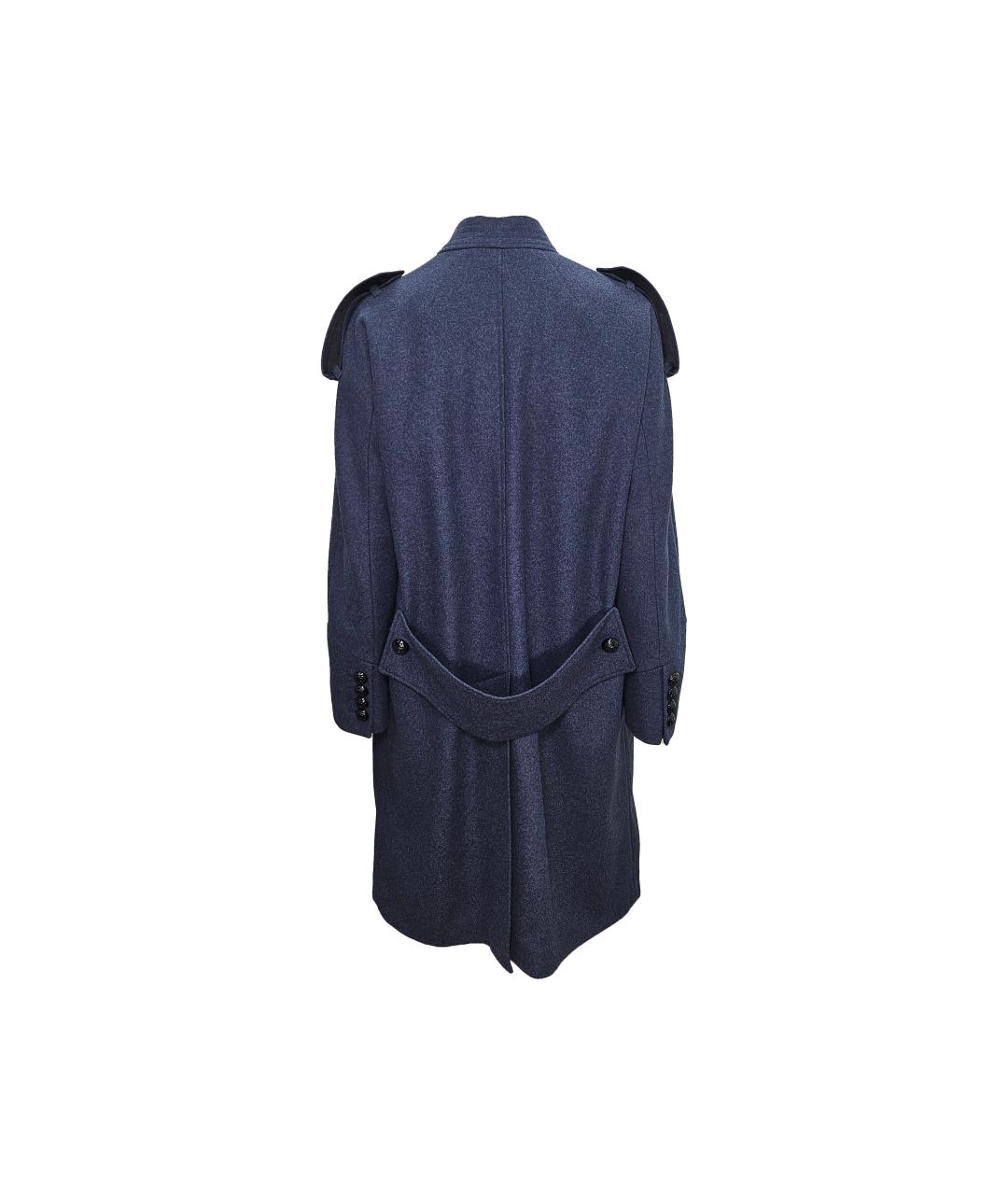 BURBERRY Синее шерстяное пальто, фото 2