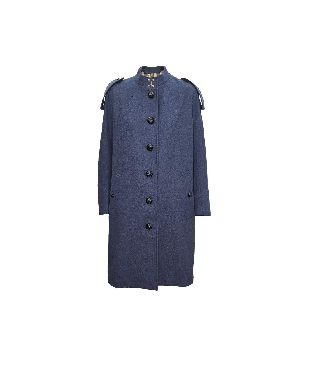BURBERRY Синее шерстяное пальто, фото 7