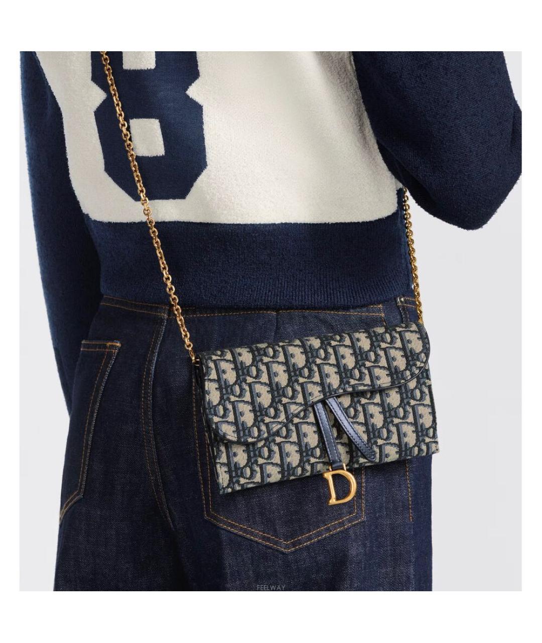 CHRISTIAN DIOR Синяя кожаная сумка через плечо, фото 8