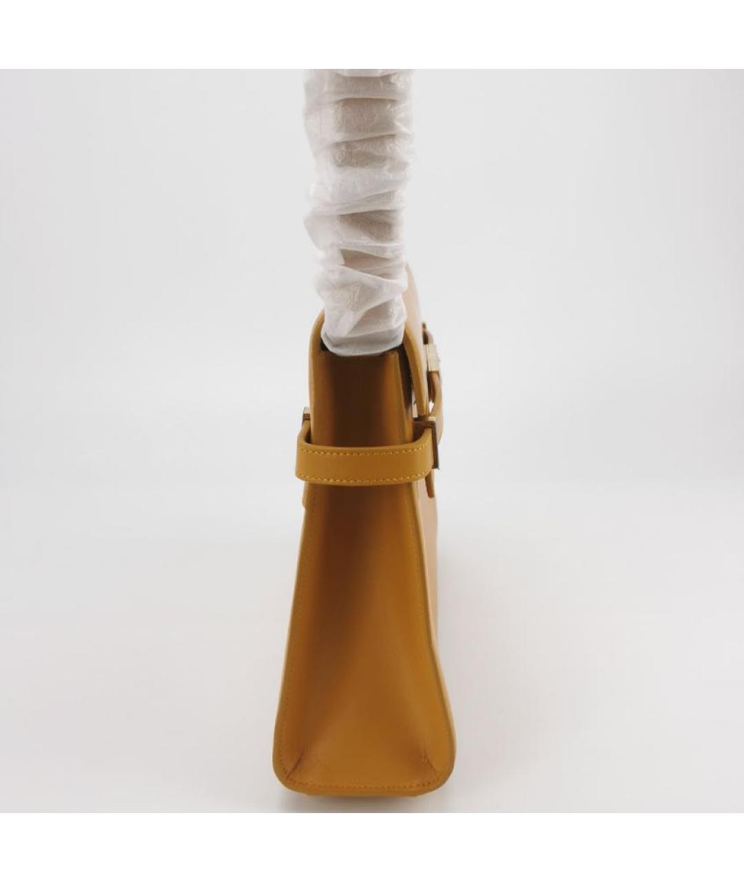 SAINT LAURENT Горчичная кожаная сумка через плечо, фото 2