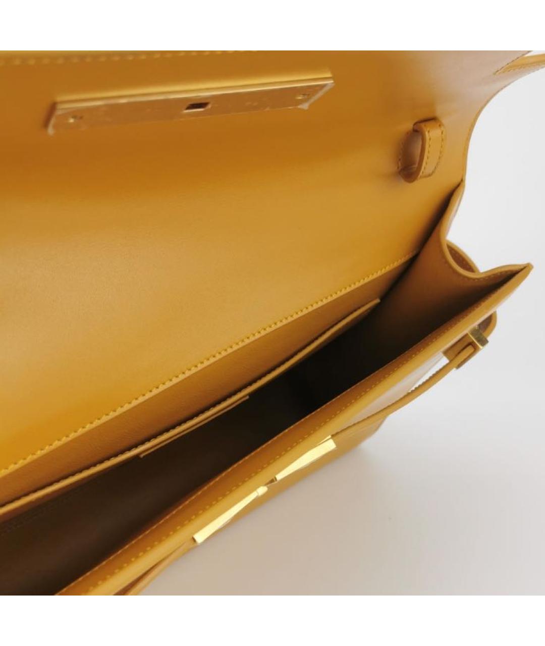 SAINT LAURENT Горчичная кожаная сумка через плечо, фото 4
