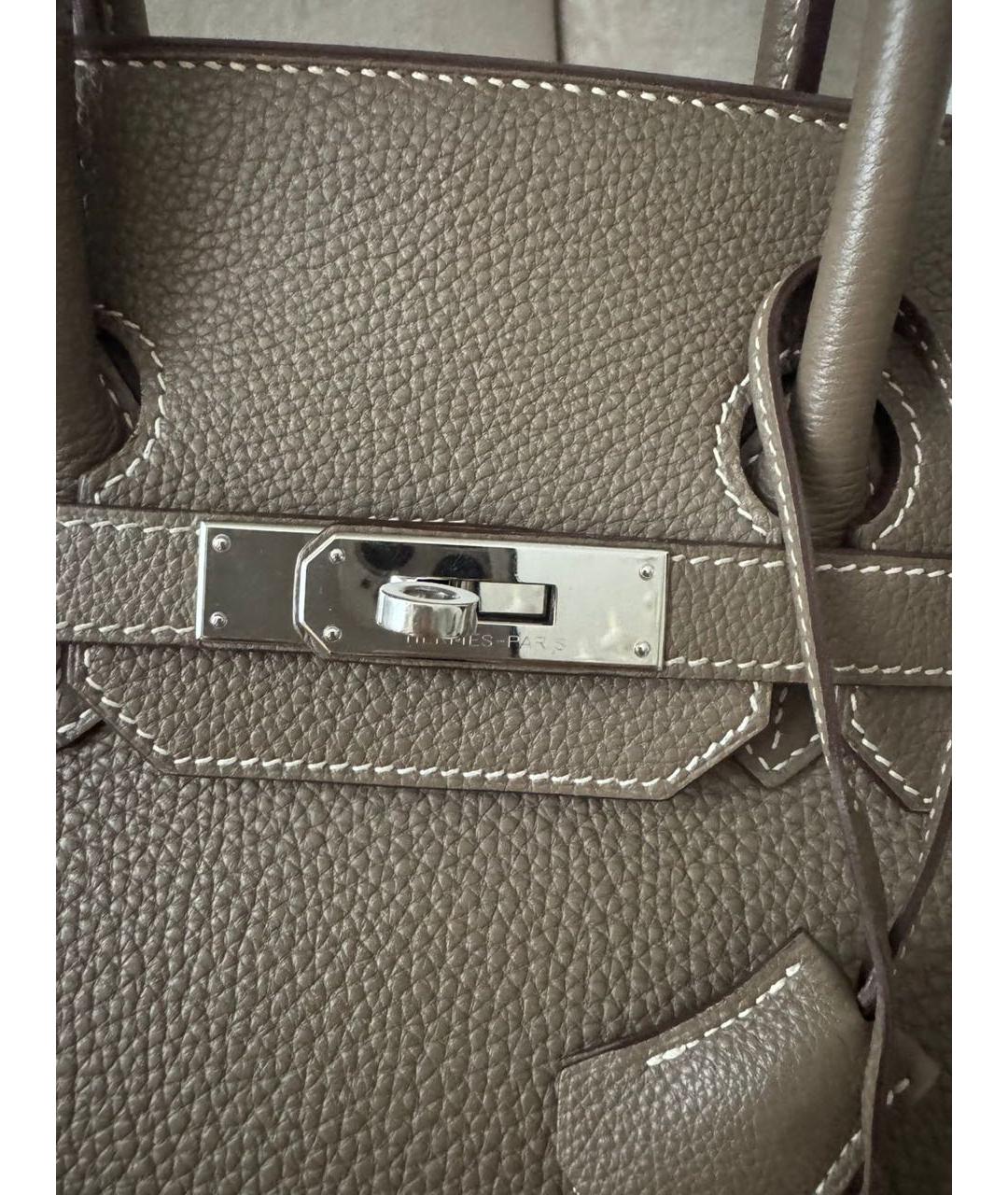 HERMES Бежевая кожаная сумка с короткими ручками, фото 8