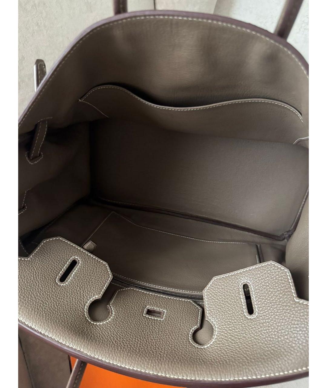 HERMES Бежевая кожаная сумка с короткими ручками, фото 6