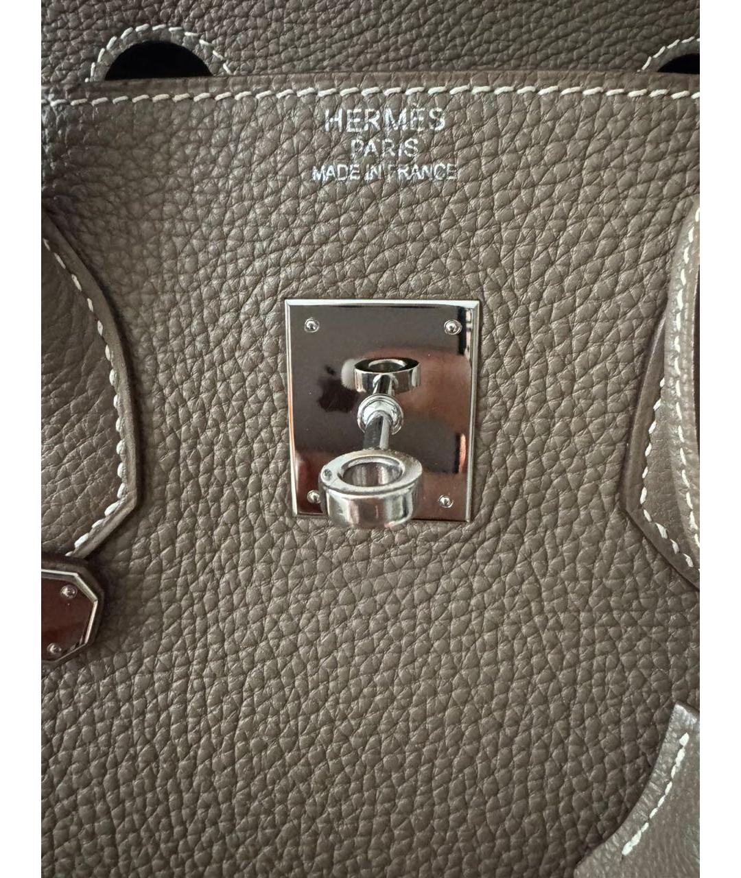 HERMES Бежевая кожаная сумка с короткими ручками, фото 7