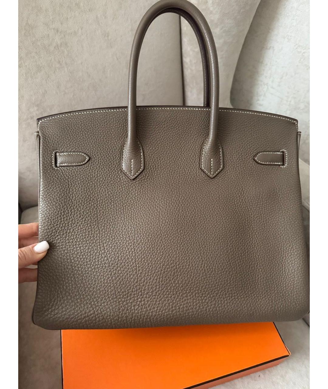 HERMES Бежевая кожаная сумка с короткими ручками, фото 2