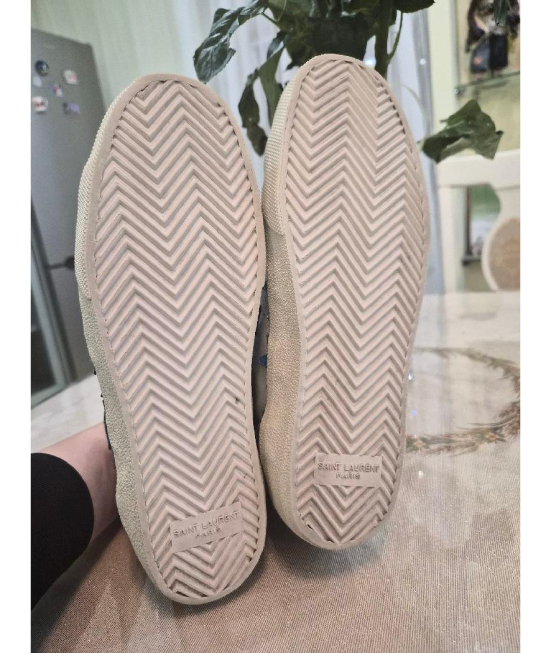 SAINT LAURENT Серебряные кожаные кеды, фото 7