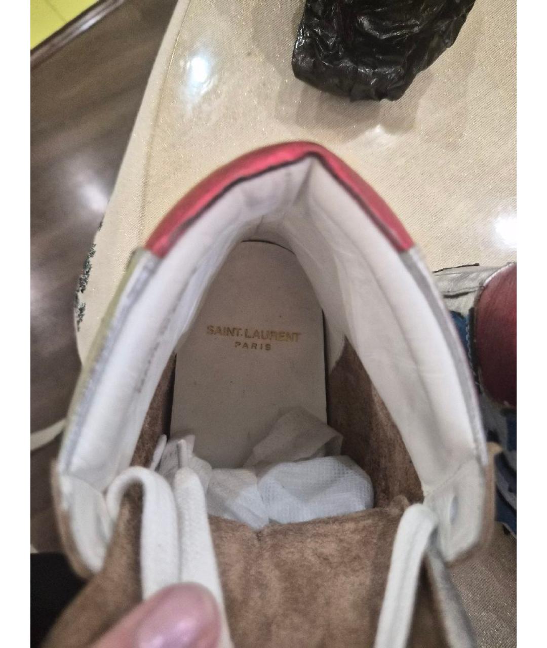 SAINT LAURENT Серебряные кожаные кеды, фото 6