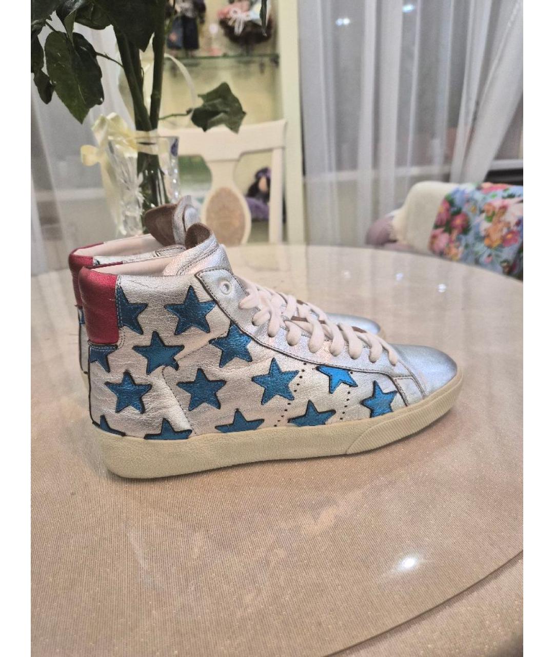 SAINT LAURENT Серебряные кожаные кеды, фото 8